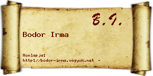 Bodor Irma névjegykártya