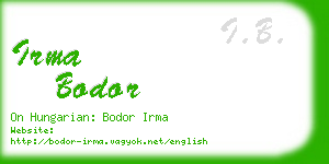 irma bodor business card
